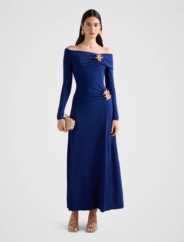 فورايفر نيو Dr20859-Cobalt Women's Mid Dress